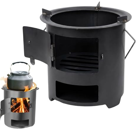 Fenayuu, Stainless Steel Heater - Portable Camping Stove with Carry Handle - For Outdoor Camping Garden Picnic Winter