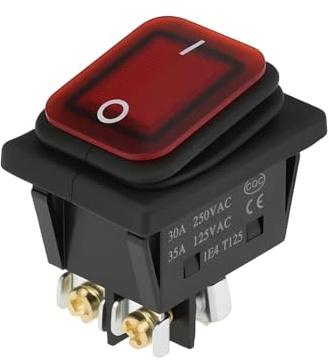 EMSea Interruptor Encendido/Apagado Autorearme 4 Pines 30A 250V CA para Equipos Cocción Profesional 38.5x32x28.5mm