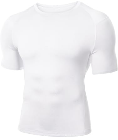 WISMBOX Men's Compression Shirt Short Sleeve, Quick Dry Base Layer Top, Sports Gym Running Cycling Workout Shirts