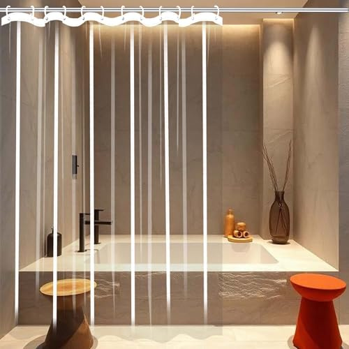 ZTAOPSH Duschvorhang Transparent 300 x 180 cm Plastik Peva Badvorhang für Badezimmer Duschvorhang Klar aus Schimmelresistentem Peva mit Ösen für Badewanne, Transparente Farbe
