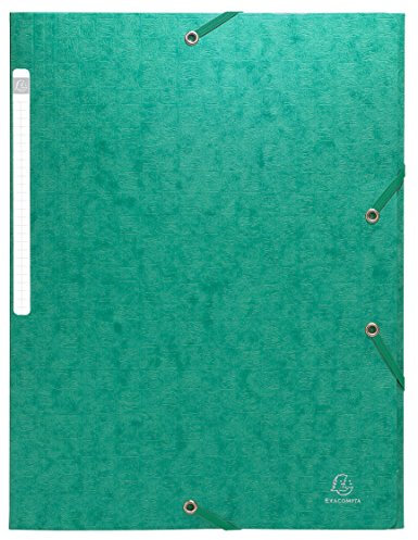 Exacompta 55753E 10er Pack Einschlagmappe Scotten aus Colorspan-Karton DIN A4 mit 2 Gummizügen und 3 Klappen und Beschriftungsetikett grün Sammelmappe Dokumentenmappe