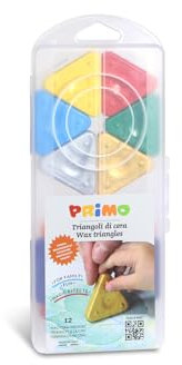 Primo Wachsmalstifte , Dreiecke superfest, inkl. Gold und Silber, für Kinder geeignet, im PP Etui, 12 Farben, P073TRI12AP, Multicolour