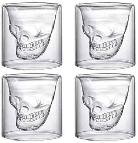 Skull4b Fred and Friends Doomed Crystal Skull Shotglass (Set of 4), Transparent