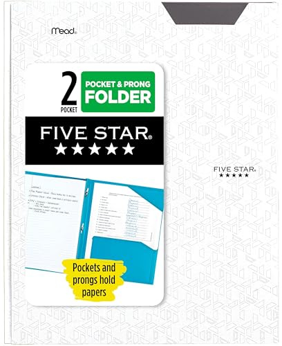 Five Star Stay-Put Portfolio with 2 Pockets and Fasteners, White (72494)