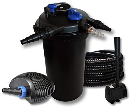 SunSun Filtro a pressione per laghetti 30000l 18W UVC ECO Pompa 40W Tubo 25m Fontana