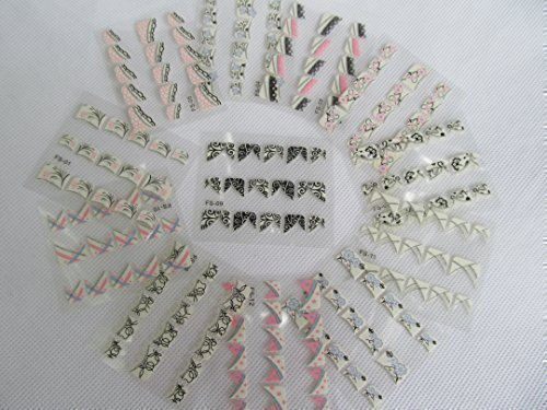 Fat-catz-copy-catz 12x sheets of 3D nail art Stickers for tips of nails False Nail Design Manicure Decals Gems Glitter Toe wraps, lace, flowers