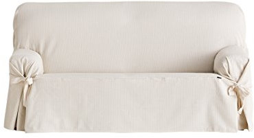 Eysa Bianca nicht elastisch mit krawatten sofa überwurf 3 sitzer, Baumwolle, 00-ecru 230 x 180 x 70 cm,, 1 Einheiten