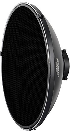 ayex Beauty Dish Lichtformer 42cm Silber für Studioblitze mit Bowensbajonett - Inkl. Wabenvorsatz und Diffusor