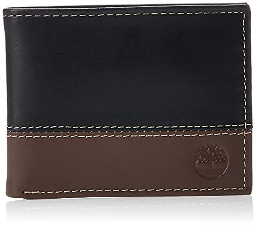 Timberland Herren D67001/77 Passcase Wallet, Schwarz/Cognac, Einheitsgröße