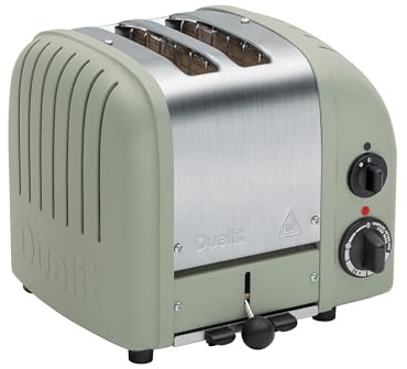Dualit Classic 2 Slice Vario Toaster, Stainless Steel, Hand Built in the UK, Replaceable ProHeat Elements, Defrost Bread, Mechanical Timer, Replaceable parts, Sage, 20461