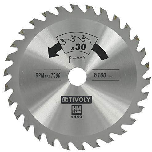 Tivoly Xt50514004440 Lame de Scie Circulaire Finition Ø 160mm, Alésage 20mm, 30 Dents Carbure, Bague de Réduction Ø16mm