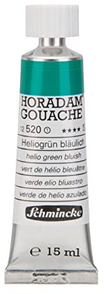 Schmincke - Horadam Gouache, Heliogrün bläulich, 15 ml-Tube, 12 520 006, feinste Gouache, natürliche Deckkraft, höchst pigmentiert, farbintensiv und matt