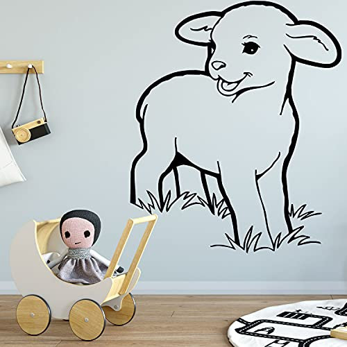 Sunnywall Wandtattoo Schaf Lamm Kinderzimmer Süß Bild Motiv Farbe: Braun