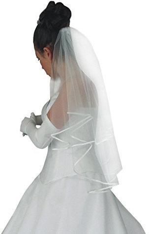 YES Brautschleier Schleier Hochzeit, Feintüll, 2-lagig, Modell 095 70cm, ivory