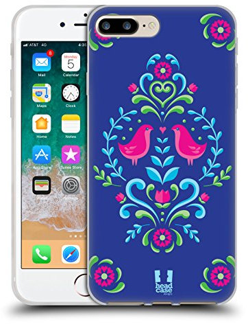 Head Case Designs Azul Real Rosemåling Noruego Caso Funda de Gel Suave Compatible con Apple iPhone 7 Plus/iPhone 8 Plus