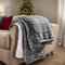 Brandream Cozy Cable Knit Throw with Sherpa Lining for Bed Sofa Couch Decor,47 x 70,Grey