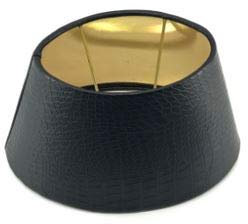 Oval-Lampenschirm-Kaiman-Optik-Leder Imitat konische Form (SCHWARZ 20 * 30 * 18cm)