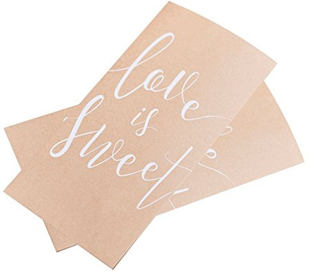 Papier-Tüten/Party-Tüten/Candy-Bar-Tüten Love is Sweet in braun & weiß/Zubehör Hochzeit Candy-Bar/Hochzeits-Deko/Party-Tüten/Papier-Tüten (20 Tüten)