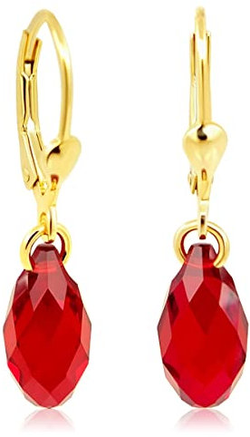 Ohrringe Gold Rot Tropfen Marken Kristalle 925 Sterling Silber vergoldet NOBEL SCHMUCK