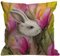 HGOD DESIGNS Kissenbezug Kaninchen Rabbit Frühling Aquarell Kaninchen In Magnolie Blumen Kissenhülle Haus Dekorativ Für Jungen/Mädchen Wohnzimmer Schlafzimmer Sofa Stuhl Kissenbezüge 45X45cm