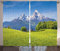 ABAKUHAUS Berg Rustikaler Gardine, Alpen mit Wiese Flora, Schlafzimmer Kräuselband Vorhang mit Schlaufen und Haken, 280 x 175 cm, Grün Blasser Himmelblau