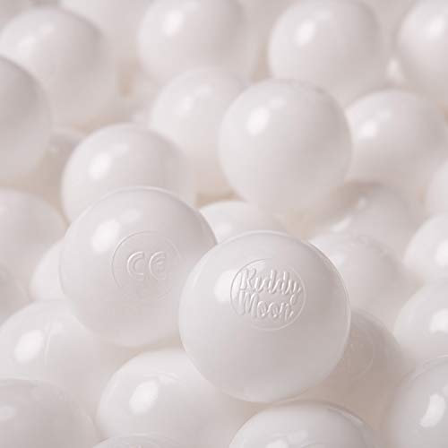 KiddyMoon 100/6Cm ∅ Balles Colorées Plastique pour Piscine Enfant Bébé Fabriqué en EU, Blanc