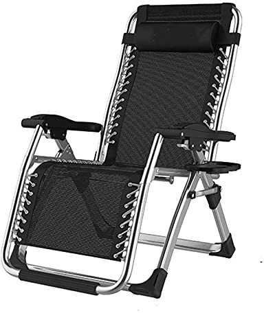 DQCHAIR Patio-Stühle, die Schwerelosigkeit liegen Liegen im Freien Gartenschaukeldeckstuhl für Strand-kampierende Unterstützung 200kg (Color : Without Cushion)