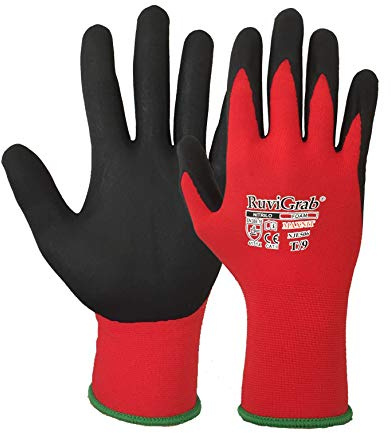Ruvigrab - Guanto supporto in nylon/lycra 15G, rivestimento nitrile foam