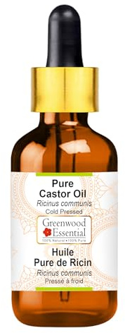 Greenwood Essential Naturreine Rizinusöl (Ricinus communis) mit Glas Tropfer Kaltgepresst 5ml (0.16 oz)