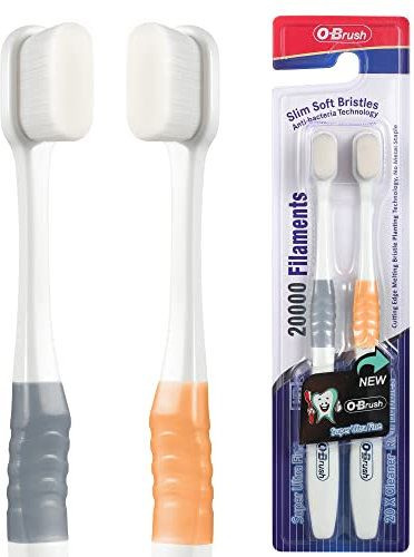 B Rush - Spazzolino da denti extra morbido, ultra morbido per gengive sensibili, setole nano filo interdentale da 20 K, per donne incinte, anziani e sensibilità alle gengive, confezione da 2