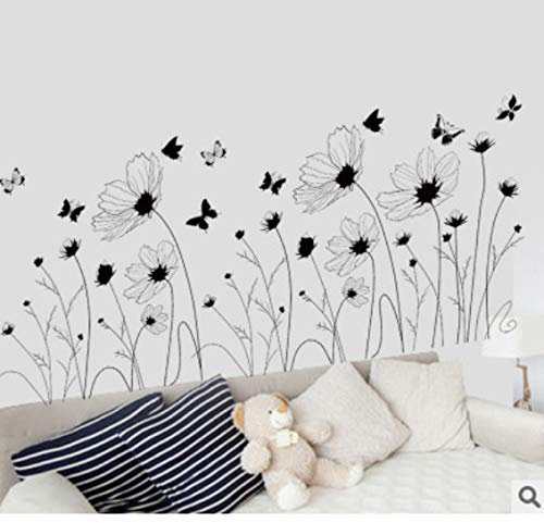 Black Pansy Bedroom Living Room Background Decoration Removable Stickers 60 * 90cm