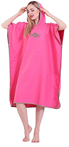 Badeponcho, Surfponcho, Ultraleicht Handtuch Badetuch Poncho, Strand Umziehhilfe, Schnelltrockend Bademantel aus Mikrofase für Damen Herren Kinder 90 * 110cm (Rose rot)