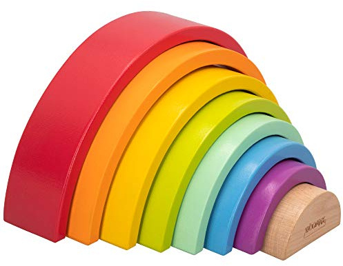 WOOMAX Holz Regenbogen (46479), Parchis 8 Stück, 8 piezas