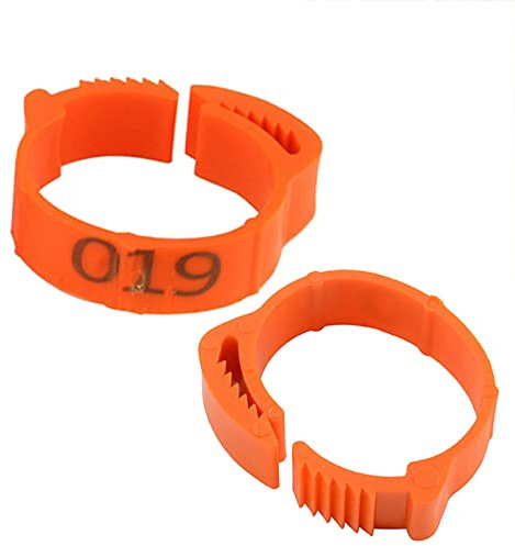 100 Stück Poultry Beinringe, Klemmringe Verstellbarer Hühner-Fußring, Ring zur Kennzeichnung von Geflügel mit Clips für Farm & Ranch Ringe (Orange)