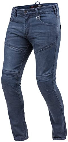 SHIMA Gravel Motorradjeans Herren - Belüftete Skinny Fit Biker Motorradhose Männer mit Kevlar-Verstärkungen, Knie und Hüft Protektoren (Blau, 32)