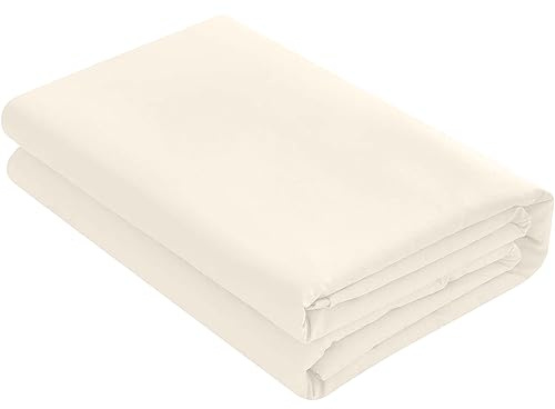 HOME ACE Non Iron Percale Flat Sheet Super King Bed Cream, 180 Thread Count 100% Poly Cotton Top Sheets Superking Bedding, Polycotton Cream Bed Sheet Superking Size Bed Cotton Flat Sheet