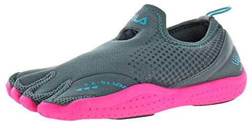 Fila Skele-Toes Emergence (Toddler/Little Kid/Big Kid) Castlerock/Neon Pink/Scuba Blue 2 Little Kid Medium