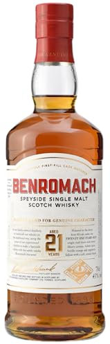 Benromach Whisky 21 Years 43% vol Speyside Single Malt Scotch Whisky in Geschenkpackuang (1 x 0.7 l)