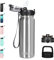 GOPPUS 600ml/20oz Edelstahl Wasserflasche mit Strohhalm Trinkflasche Sport Thermosflasche Auslaufsicher Flasche Water Bottle with Straw Thermoflasche Geeignet BPA-frei Trinkflasche