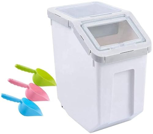 ANMOO Pet Food Storage Container, Dogs Food Container With Scoop Stackable Dog Food Storage Bins 10KG Storage Container With Lid(Gray Large)