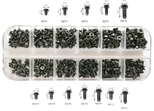 Easycargo 240pcs 12 Sizes Laptop Screws Kit, Notebook Computer Replacement Assortment Kit, M2 M2.5 M3, for Lenovo Toshiba Gateway Samsung HP IBM Dell Sony Acer Asus SSD Hard Disk SATA M.2, Black