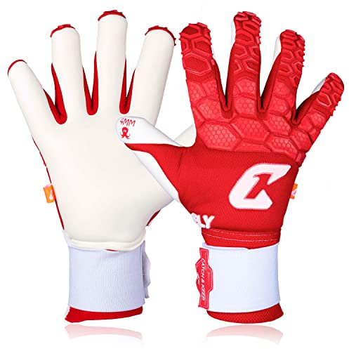 CATCH & KEEP Torwarthandschuhe Herren Fly Red Soul Gr. 12 I Professionelle Torwarthandschuhe mit Fingerschutz, Daumenunterstützung & dickerer Handgelenksbandage