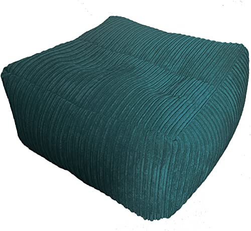 Beautiful Beanbags - Large Jumbo Cord Ottoman Bean Bag Cube - Teal | Ready-Filled, Plush Mega Cube Bean Bag