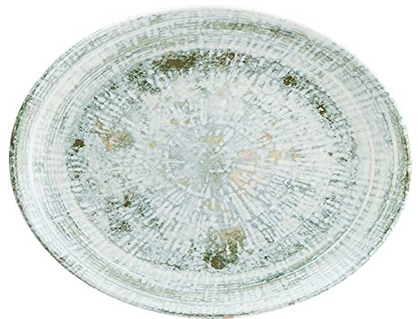 Bonna 2x Odette Olive Moove Platte oval 31x24cm 3cm hoch Grün Weiß Porzellan ODTOLMOV31OV Servierplatten Speiseteller Essteller Geschirr