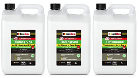 Isolbau 15 L Tiefengrund Konzentrat 1:4 - Verdünnbarer Acryl-Grund, Haftgrund für Innen & Außen - Grundierung für Beton, Putz, Gips uvm