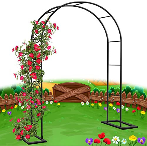 Arco De Jardín 120x220cm 180x220cm 240x220cm Marco Enrejado Metálico, Arco Para Enredaderas Para La Decoración De Fiestas De Bodas Pérgola De Jardín, Arco Para Rosales Con Base ( Color : Negro , Size