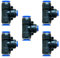 5 connettori riduttori pneumatici a T a 3 vie, 12 mm x 8 mm x 12 mm, a pressione rapida per collegare il raccordo a T