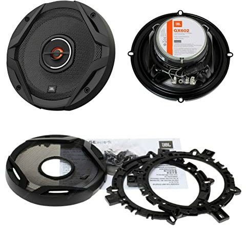 KIT SET PER JBL GX602 2 altoparlanti coassiali a 2 vie da 16,5 cm 165 mm 6,5 60 watt rms 180 watt max impedenza 2,3 ohm, neri, a coppia + adattatori e griglie omaggio