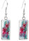 Fucsia Fiore Orecchino Colibrì e fucsia Orecchino Rettangolare Fatto a Mano Gancio Orecchini Vetro Cabochon Gioielli, vetro