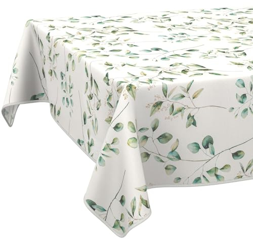 ANRO Tischdecke abwaschbar Botanika mit Saum 140x100 cm In-/Outdoor | mit Saum eingefasst – ideal für Garten, Terrasse & Esszimmer – Gartentischdecke wetterfest – waschbar bei 30 °C